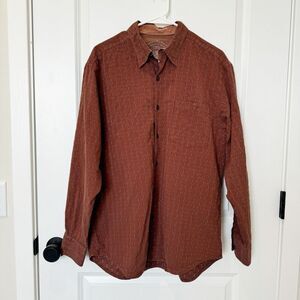 Tommy Bahama Men’s Large Brown Western 70’s Long Sleeve Button Down Shirt Stripe